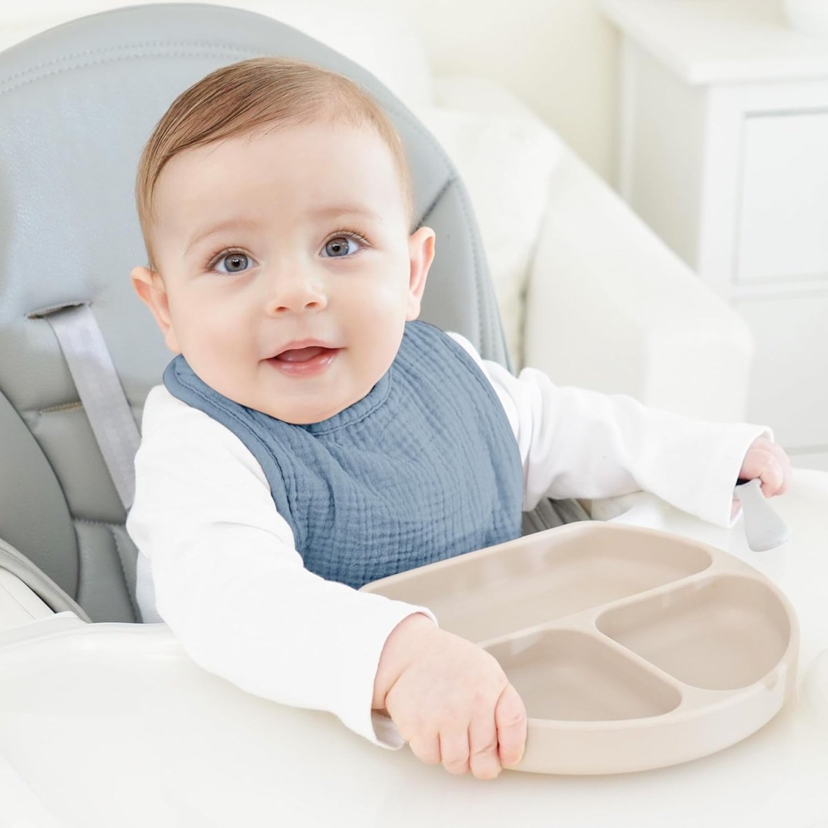 Bearmoss Cotton Muslin Baby Bibs - 8 - Pack, Absorbent & Adjustable - LittleTreasures