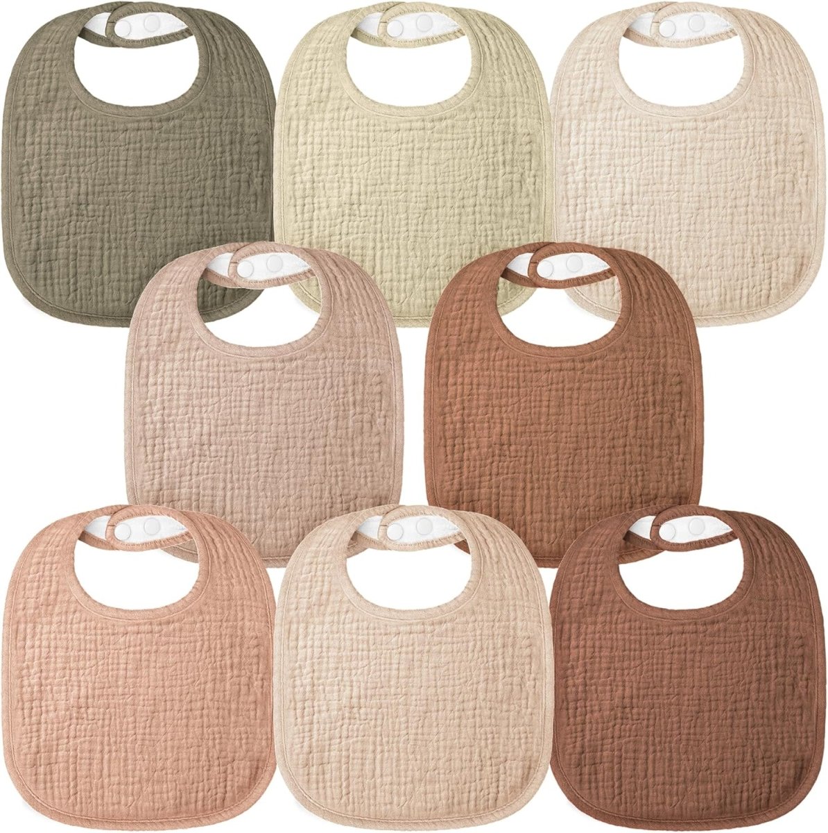 Bearmoss Cotton Muslin Baby Bibs - 8 - Pack, Absorbent & Adjustable - LittleTreasures