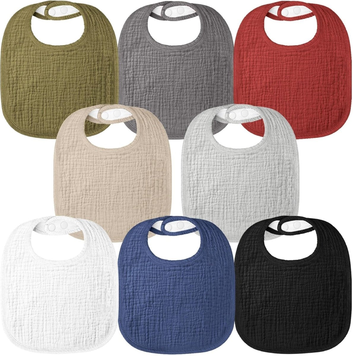 Bearmoss Cotton Muslin Baby Bibs - 8 - Pack, Absorbent & Adjustable - LittleTreasures