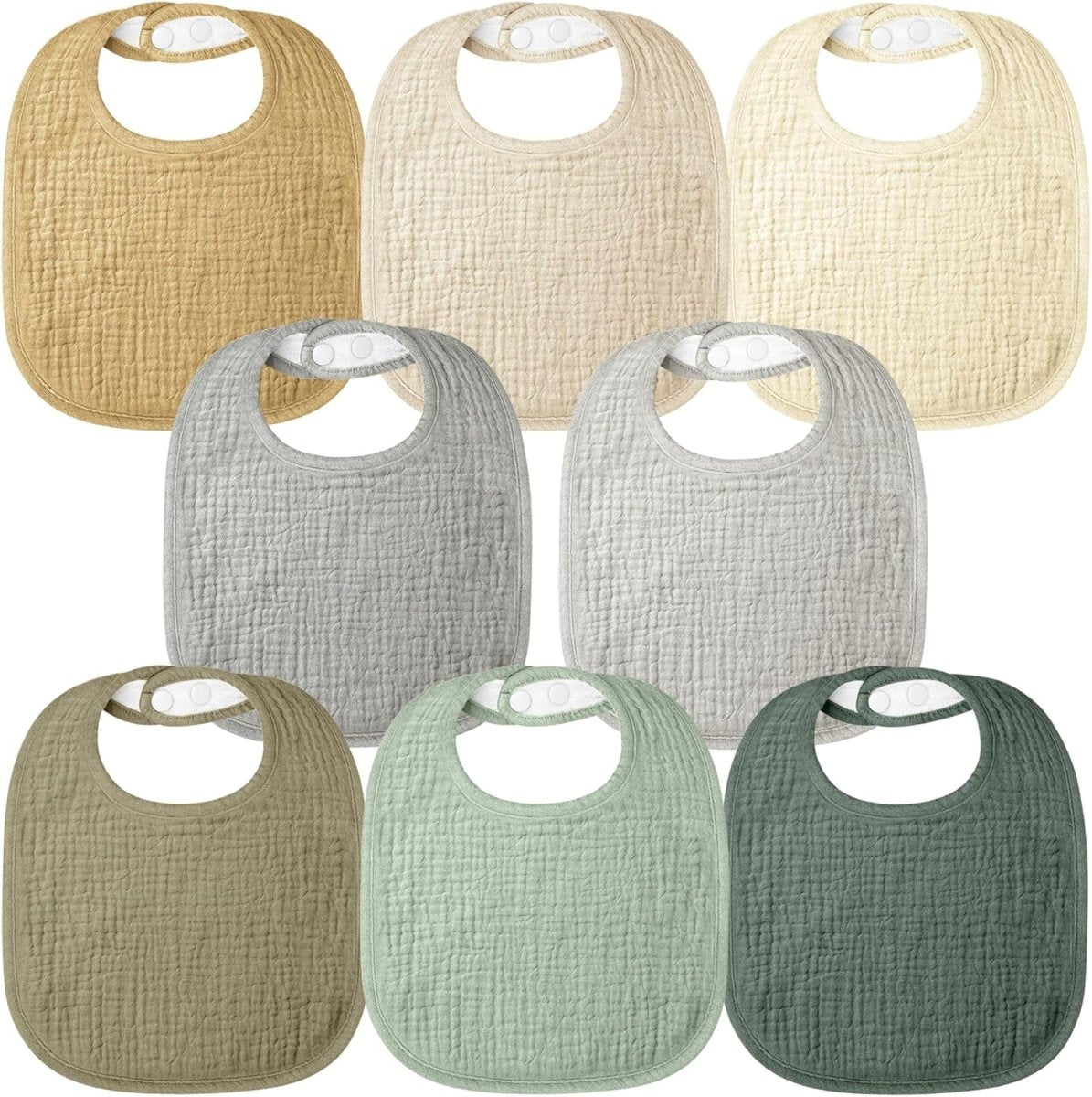 Bearmoss Cotton Muslin Baby Bibs - 8 - Pack, Absorbent & Adjustable - LittleTreasures