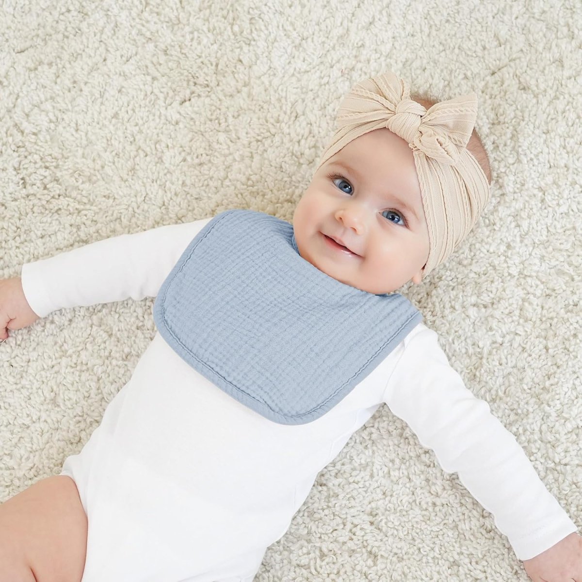 Bearmoss Cotton Muslin Baby Bibs - 8 - Pack, Absorbent & Adjustable - LittleTreasures