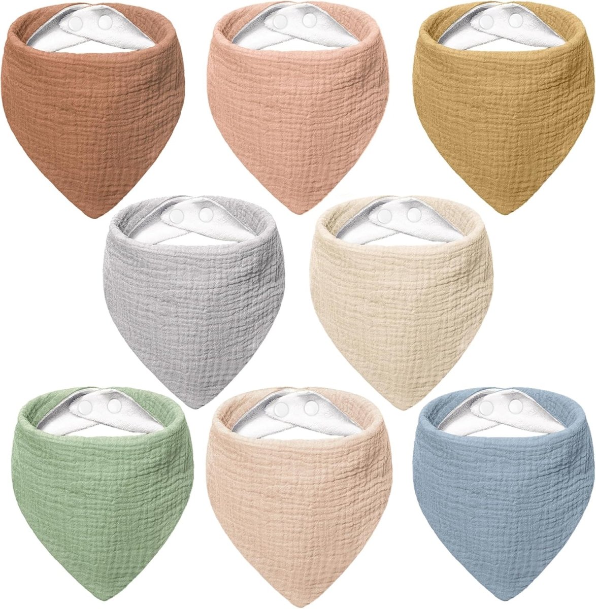 Bearmoss Unisex 100% Cotton Muslin Baby Drool Bib Set - 8 Pack - LittleTreasures