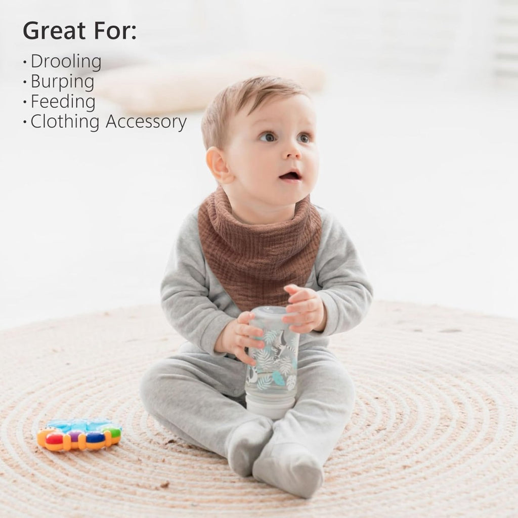 Bearmoss Unisex 100% Cotton Muslin Baby Drool Bib Set - 8 Pack - LittleTreasures