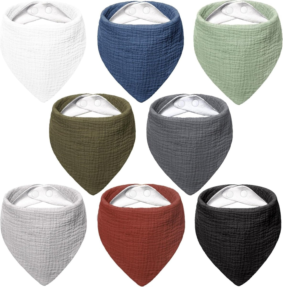 Bearmoss Unisex 100% Cotton Muslin Baby Drool Bib Set - 8 Pack - LittleTreasures