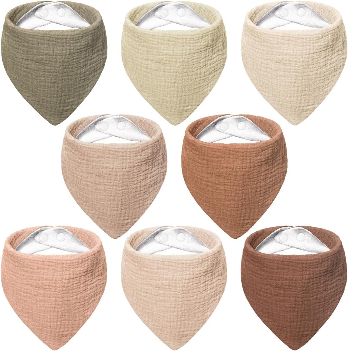Bearmoss Unisex 100% Cotton Muslin Baby Drool Bib Set - 8 Pack - LittleTreasures