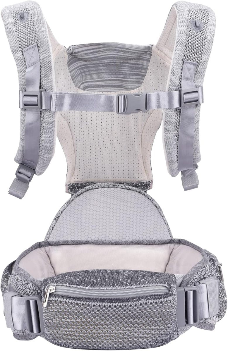 Bebamour Baby Carrier Newborn to Toddler with Hip Seat Baby Carrier Front and Back Carry Baby Carrier with Head Hood & 3 Pieces Teething Pads (Grey) - LittleTreasures