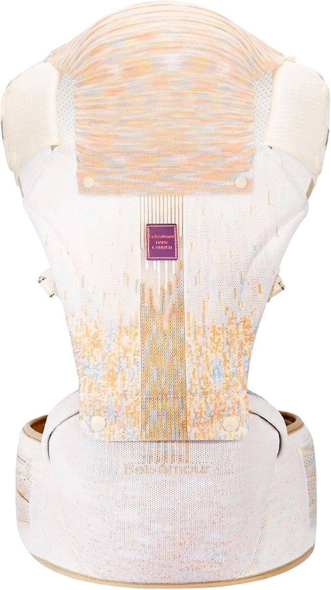 Bebamour Knit Baby Carrier Newborn to Toddler with Hip Seat Baby Carrier Front and Back Carry Carrier with Head Hood & 3 Pieces Teething Pads (White) - LittleTreasures