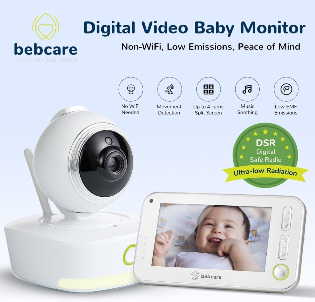 Bebcare Motion - Smart Video Baby Monitor: 4.3" Ultra - Clear Screen, 360° Pan - and - Tilt Camera, Temperature Sensor, Motion and Sound Alert, Auto Baby Tracking Camera (Without Breathing Sensor Mat) - LittleTreasures