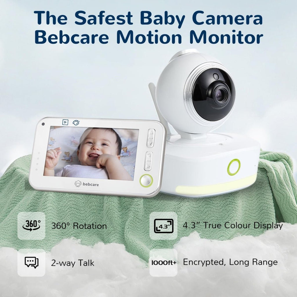 Bebcare Motion - Smart Video Baby Monitor: 4.3" Ultra - Clear Screen, 360° Pan - and - Tilt Camera, Temperature Sensor, Motion and Sound Alert, Auto Baby Tracking Camera (Without Breathing Sensor Mat) - LittleTreasures