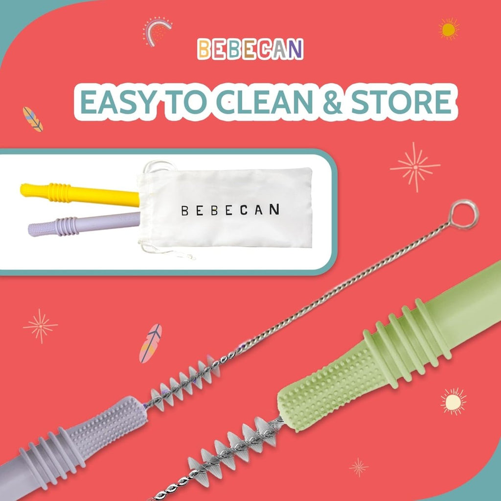 Bebecan Soft Silicone Teething Straws - Baby Gum Relief Essential - LittleTreasures