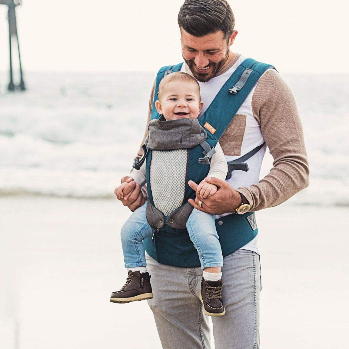 Beco 8 Baby Carrier Newborn to Toddler - Cool Hybrid Baby Body Carrier - Baby Carrier Backpack & Baby Front Carrier with Adjustable Seat - Ergonomic Baby Holder Carrier 7 - 45 lbs (Teal) - LittleTreasures