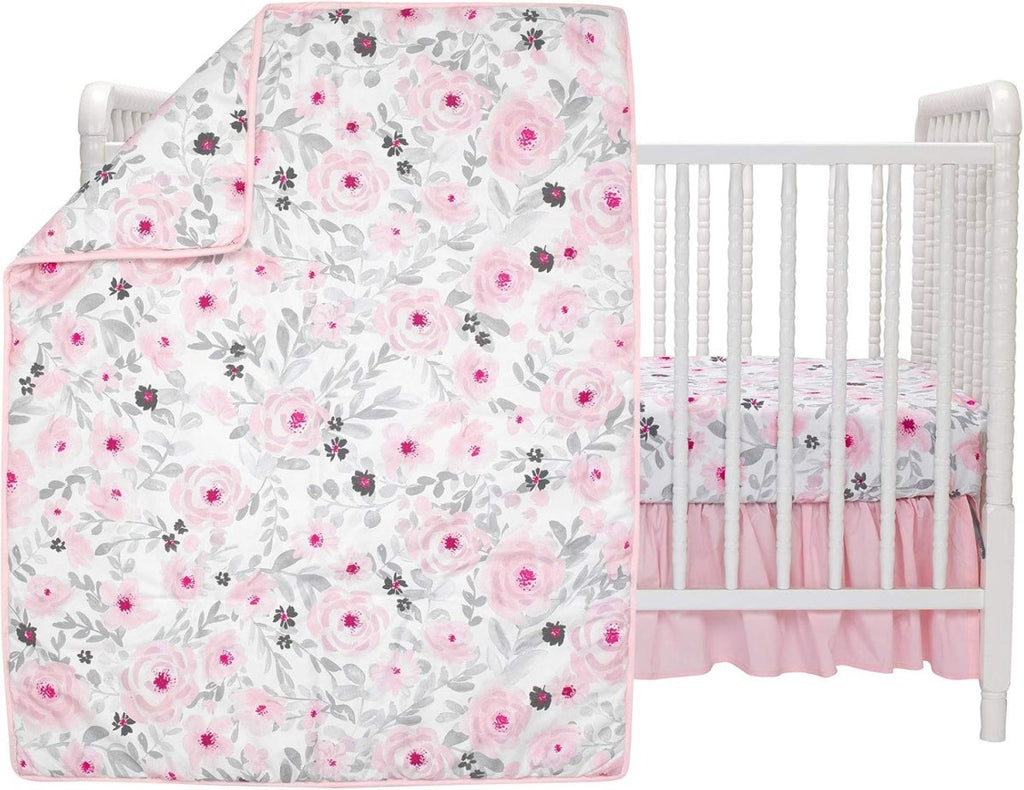 Bedtime Originals Blossom Pink Watercolor Floral 3 - Piece Baby Crib Bedding Set - LittleTreasures