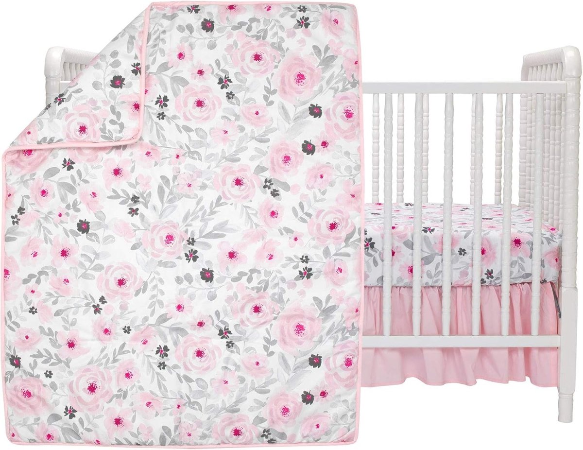 Bedtime Originals Blossom Pink Watercolor Floral 3 - Piece Baby Crib Bedding Set - LittleTreasures