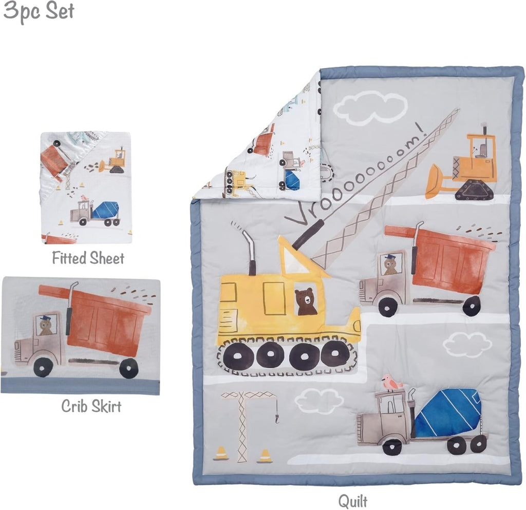 Bedtime Originals Construction Zone 3 - Piece Trucks Nursery Baby Crib Bedding Set - LittleTreasures