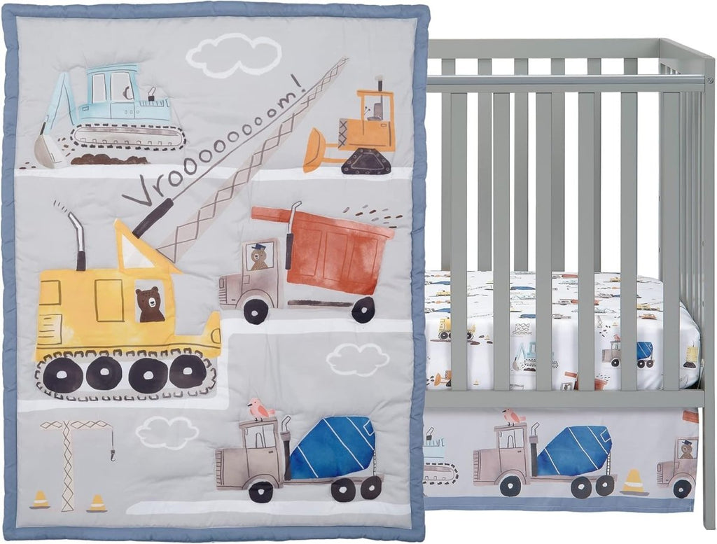 Bedtime Originals Construction Zone 3 - Piece Trucks Nursery Baby Crib Bedding Set - LittleTreasures
