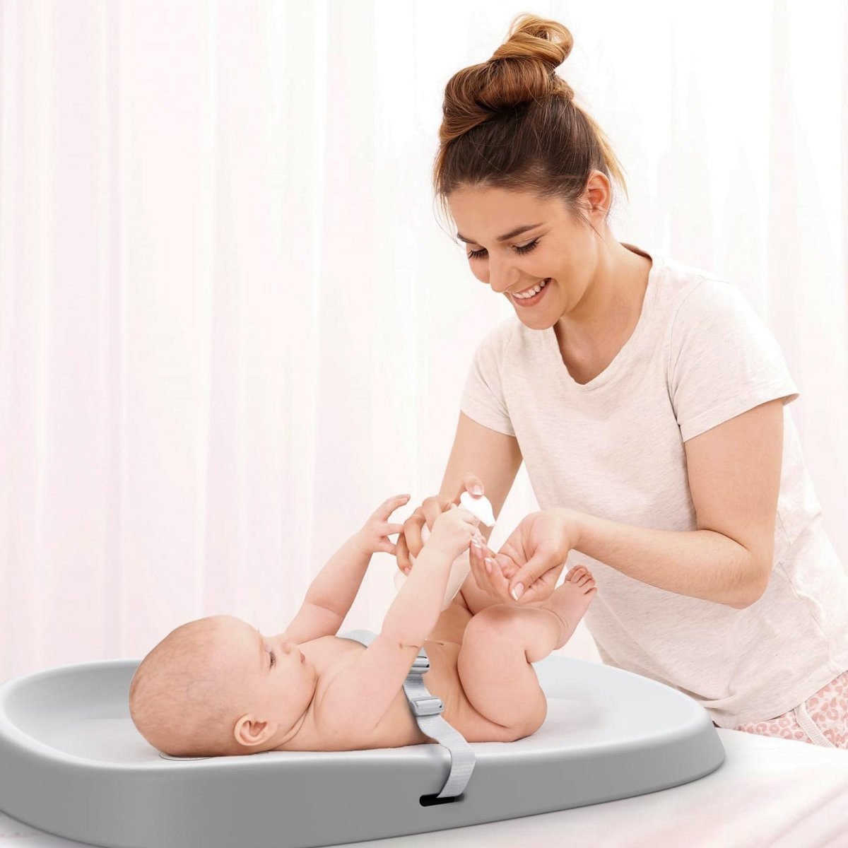 Bellababy Baby Changing Pad, Soft & Comfortable, Easy to Clean, Lightweight & Portable, Waterproof Diaper Changing Pad, Non - Slip, Polyurethane (PU), 27.6” x 19.2” x 2.9”, Pink - LittleTreasures