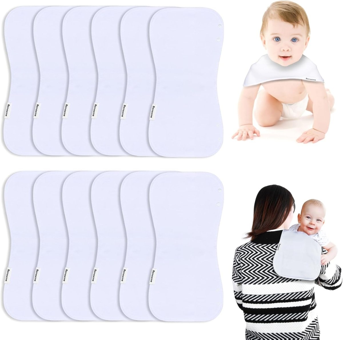 Benoxine Ultra - Soft 2 - in - 1 Organic Cotton Baby Burp Cloths Set - LittleTreasures