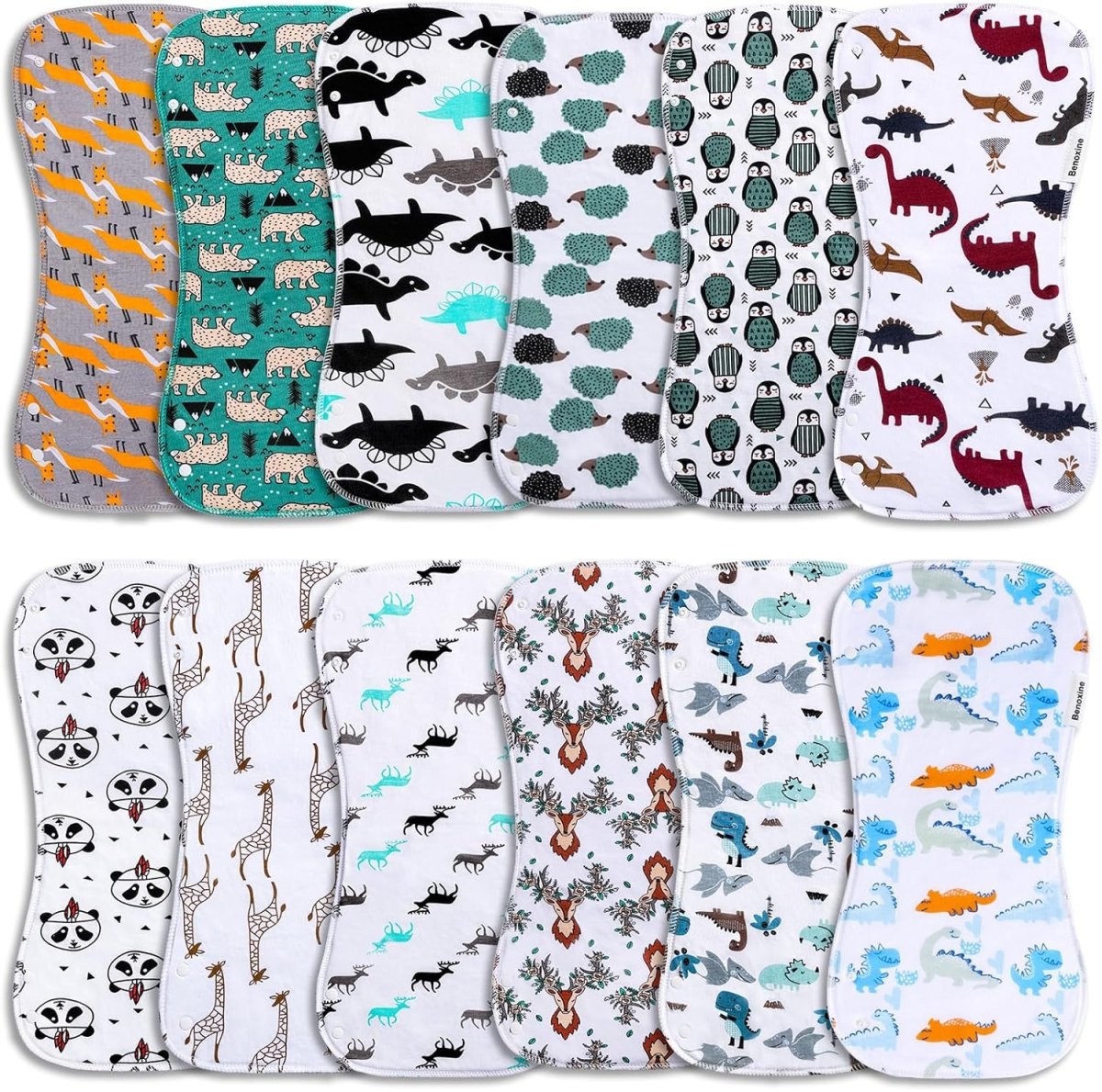 Benoxine Ultra - Soft 2 - in - 1 Organic Cotton Baby Burp Cloths Set - LittleTreasures