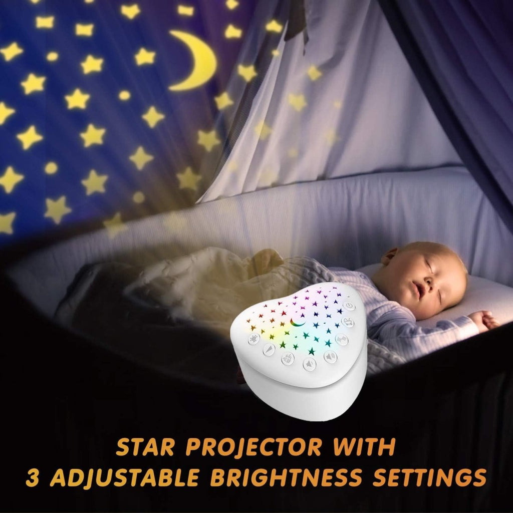 BEREST A13 White Noise Machine & Baby Sleep Soother with 15 Soothing Sounds & Projector Night Light Music Box, Cry Sensor, Rechargeable Lithium Battery, Portable for Newborns, Toddlers, Attaches to Crib - LittleTreasures