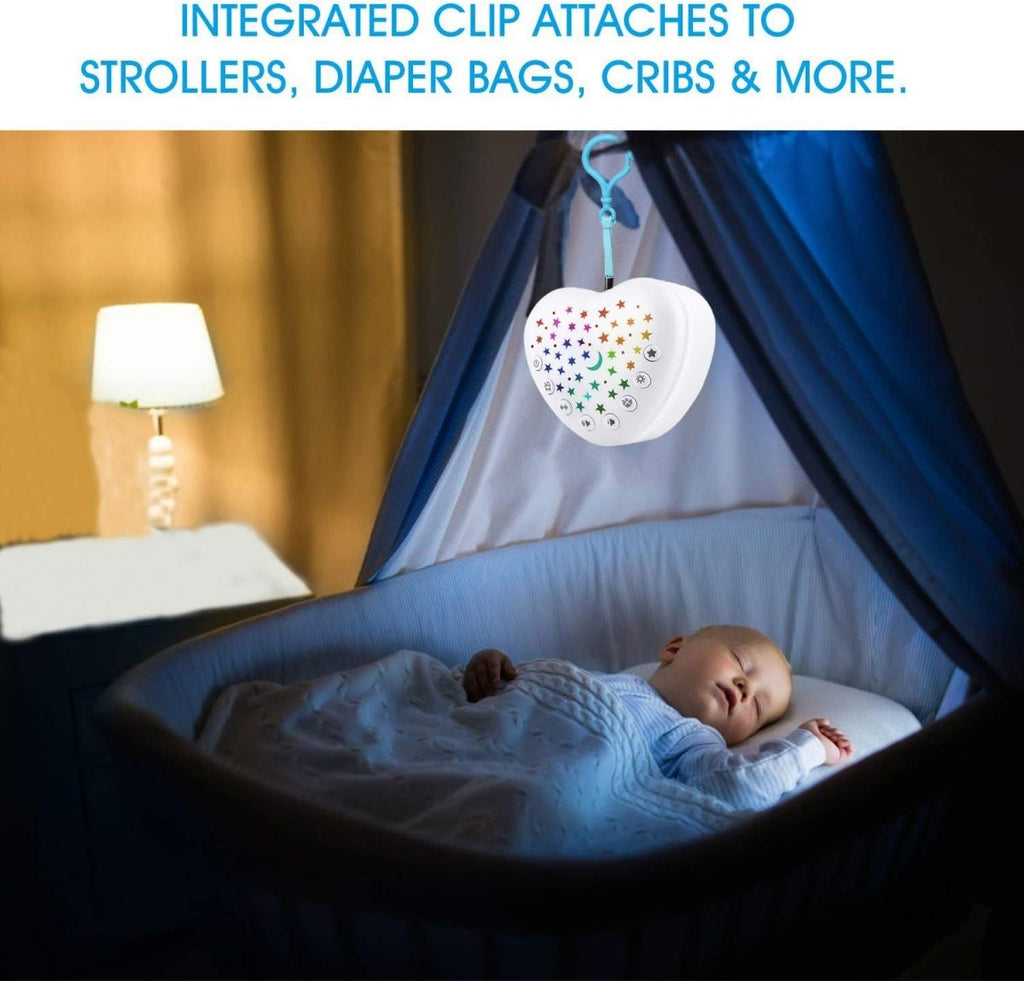 BEREST A13 White Noise Machine & Baby Sleep Soother with 15 Soothing Sounds & Projector Night Light Music Box, Cry Sensor, Rechargeable Lithium Battery, Portable for Newborns, Toddlers, Attaches to Crib - LittleTreasures