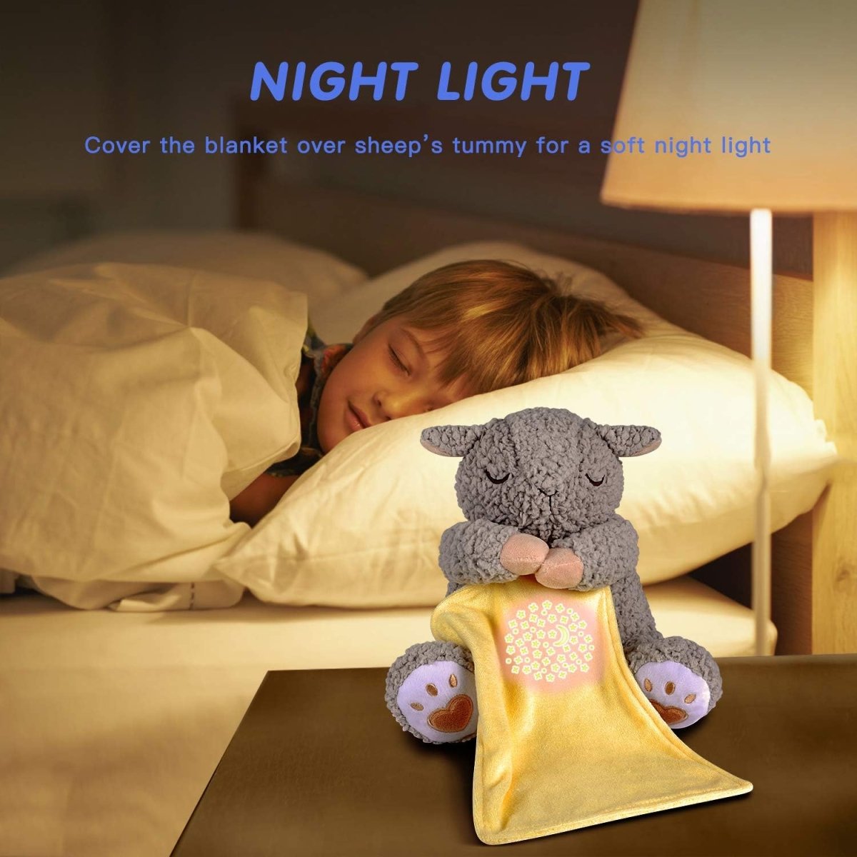 BEREST Rechargeable Dreamy Sheep, Baby Cry Sensor Mom's Heartbeat Lullabies White Noise Machine, Nursery Decor Night Light Projector, Toddler Crib Sleeping Aid, Baby Shower Gifts Portable - LittleTreasures