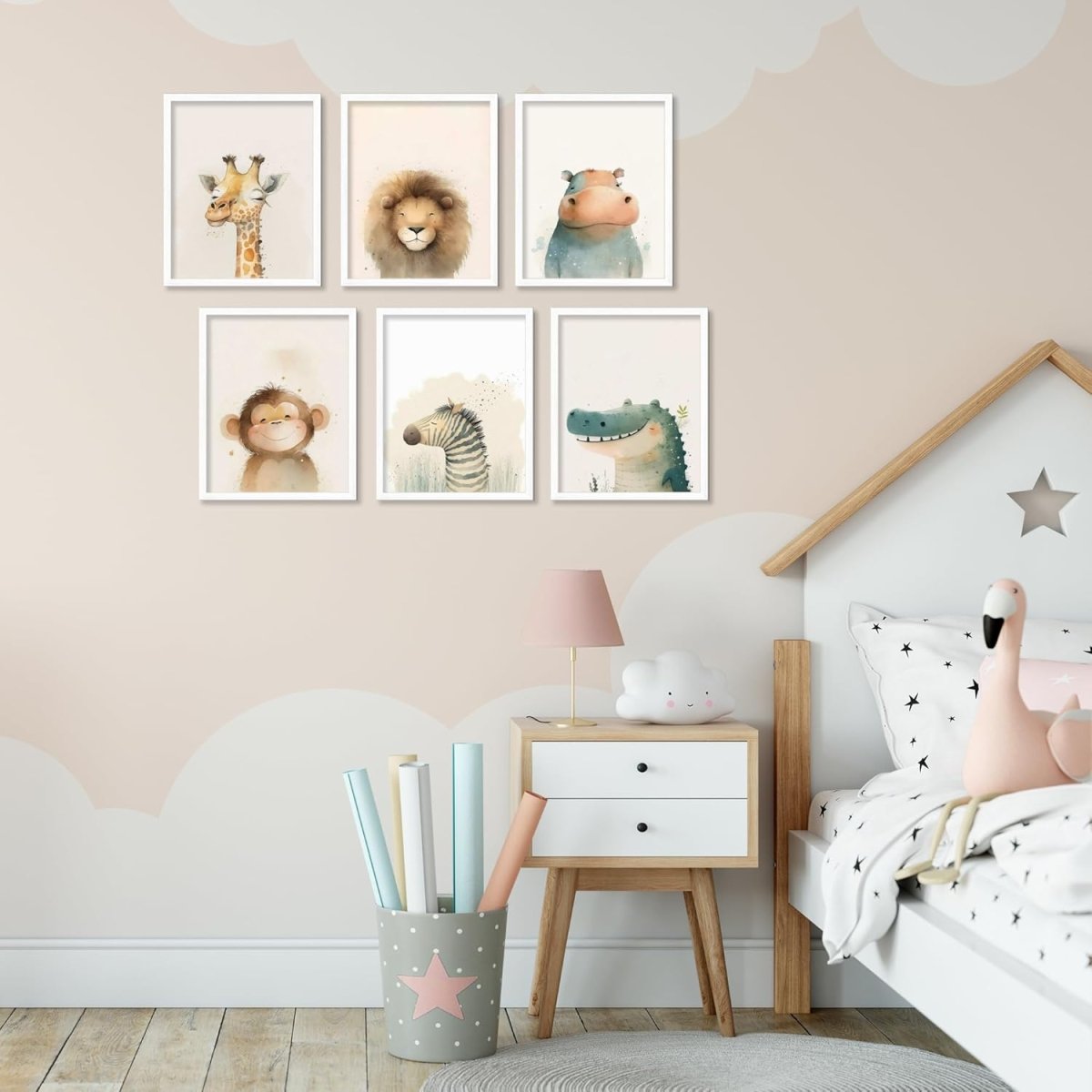 BigWig Prints Safari Animals Nursery Decor - Wall Art for Baby Boys, Animal Pictures, Jungle Art, Unframed 6 Pack (8x10) - LittleTreasures