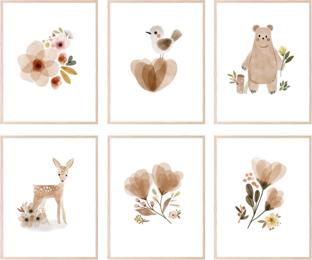 BigWig Prints Safari Animals Nursery Decor - Wall Art for Baby Boys, Animal Pictures, Jungle Art, Unframed 6 Pack (8x10) - LittleTreasures