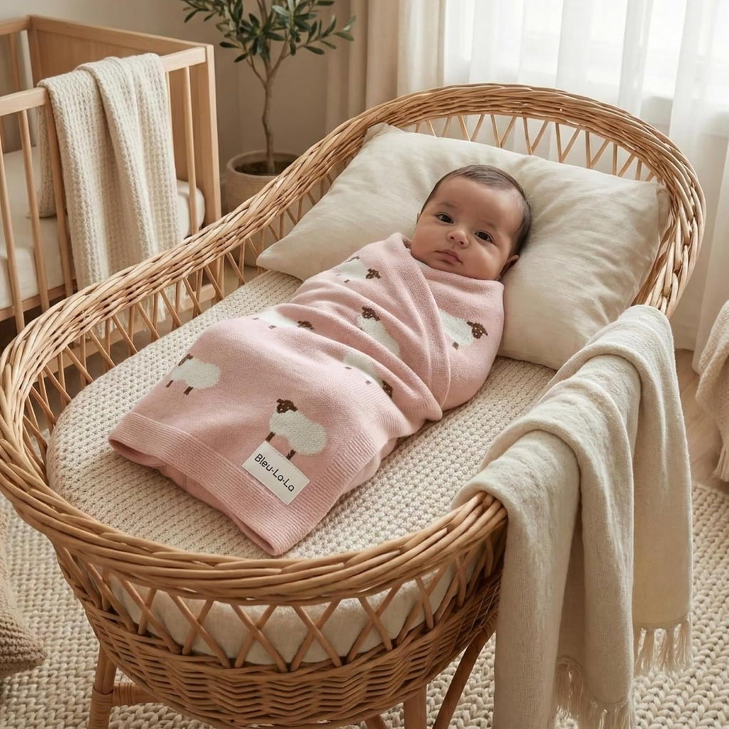 Bleu La La Cotton Baby Sheep Blanket - Soft, Warm & Breathable - LittleTreasures
