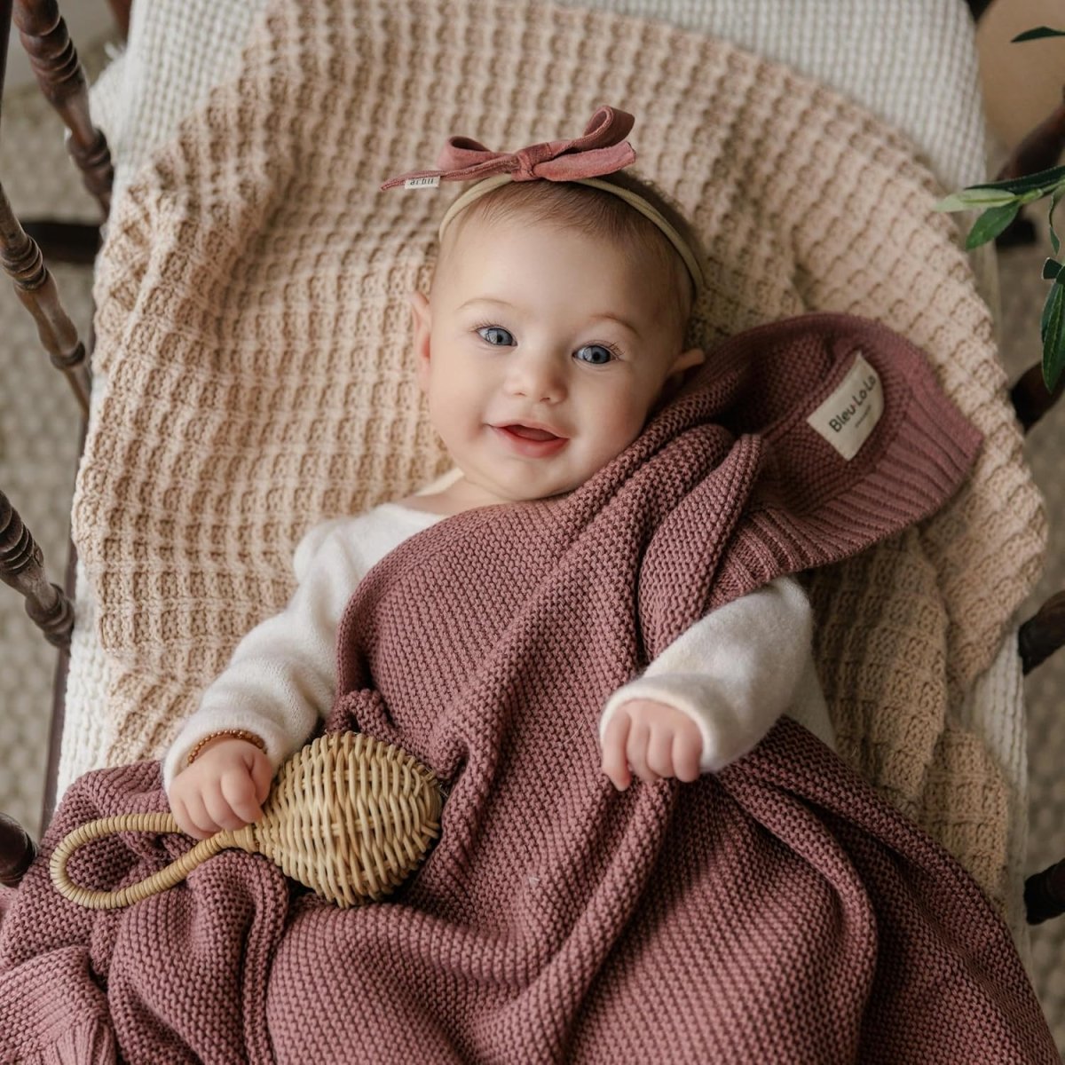 Bleu La La Organic Cotton Baby Blanket - Sugar Plum Comfort - LittleTreasures