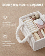Blissful Diary Flannel Diaper Caddy Organizer, Stylish Nursery Storage Basket, Gift for Baby Shower, Newborn Essentials, Cream White - LittleTreasures