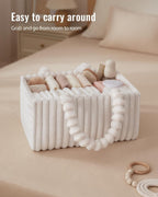 Blissful Diary Flannel Diaper Caddy Organizer, Stylish Nursery Storage Basket, Gift for Baby Shower, Newborn Essentials, Cream White - LittleTreasures