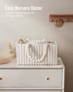 Blissful Diary Flannel Diaper Caddy Organizer, Stylish Nursery Storage Basket, Gift for Baby Shower, Newborn Essentials, Cream White - LittleTreasures