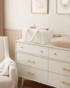 Blissful Diary Flannel Diaper Caddy Organizer, Stylish Nursery Storage Basket, Gift for Baby Shower, Newborn Essentials, Cream White - LittleTreasures