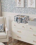 Blissful Diary Floral Diaper Caddy Organizer, Stylish Nursery Storage Basket, Gift for Baby Shower, Newborn Essentials, Peony Blue - LittleTreasures