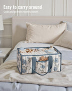 Blissful Diary Floral Diaper Caddy Organizer, Stylish Nursery Storage Basket, Gift for Baby Shower, Newborn Essentials, Peony Blue - LittleTreasures