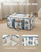 Blissful Diary Floral Diaper Caddy Organizer, Stylish Nursery Storage Basket, Gift for Baby Shower, Newborn Essentials, Peony Blue - LittleTreasures