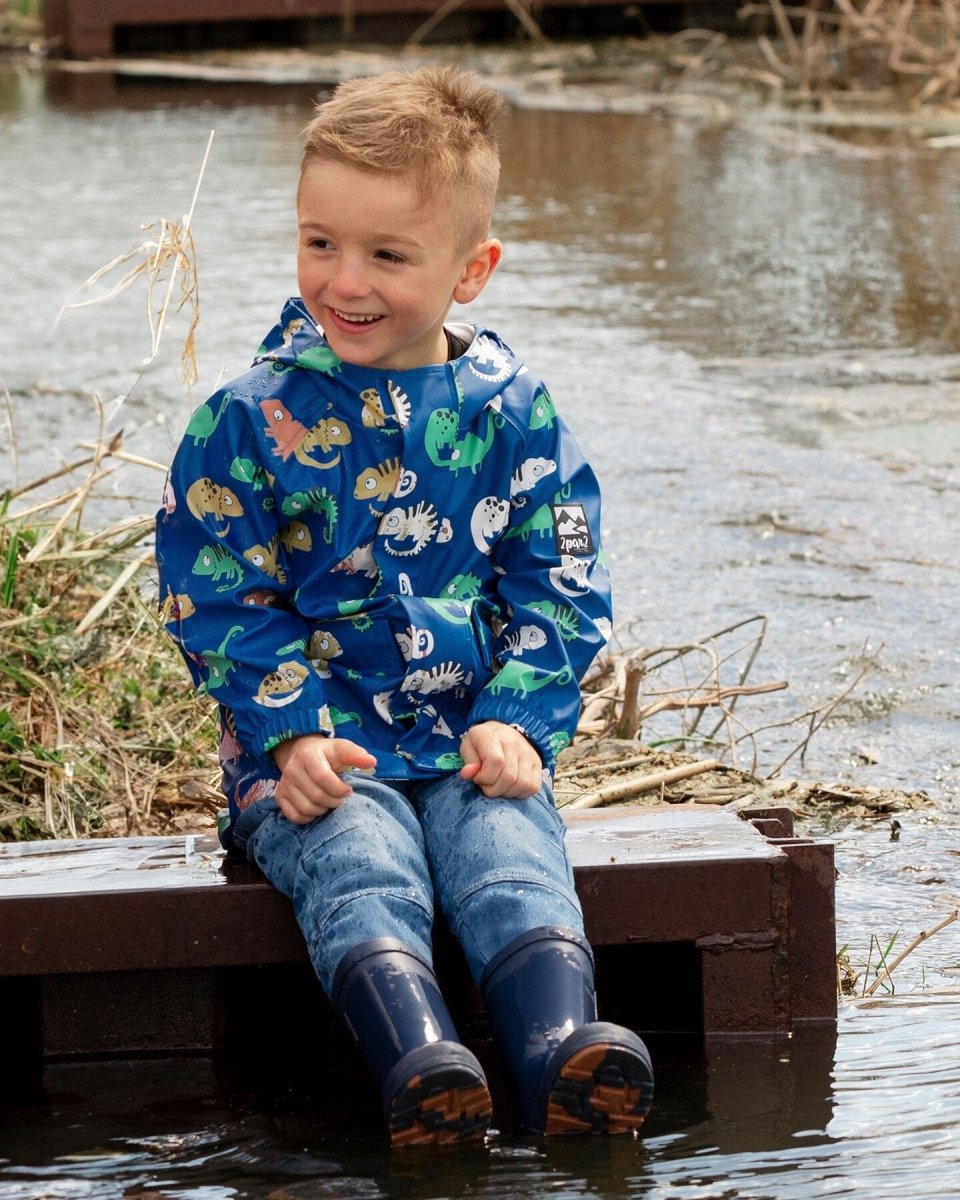 Blue raincoat with color - changing chameleon - LittleTreasures