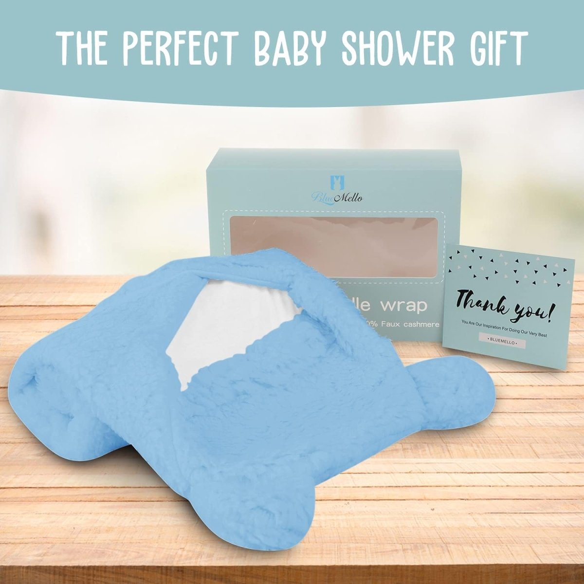 BlueMello Baby Swaddle Blanket | Ultra - Soft Plush Essential for Infants 0 - 6 Months | Receiving Swaddling Wrap Blue | Ideal Newborn Registry and Toddler Boy Accessories | Perfect Baby Girl Shower Gift - LittleTreasures
