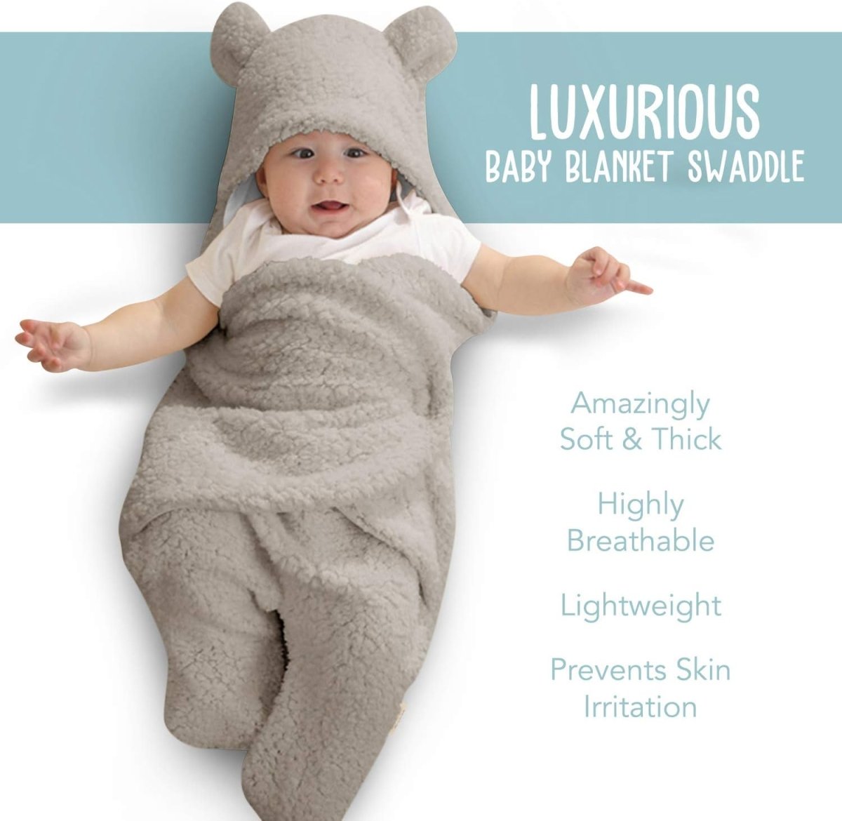 BlueMello Baby Swaddle Blanket | Ultra - Soft Plush Essential for Infants 0 - 6 Months | Receiving Swaddling Wrap White | Ideal Newborn Registry and Toddler Boy Accessories | Perfect Baby Girl Shower Gift - LittleTreasures