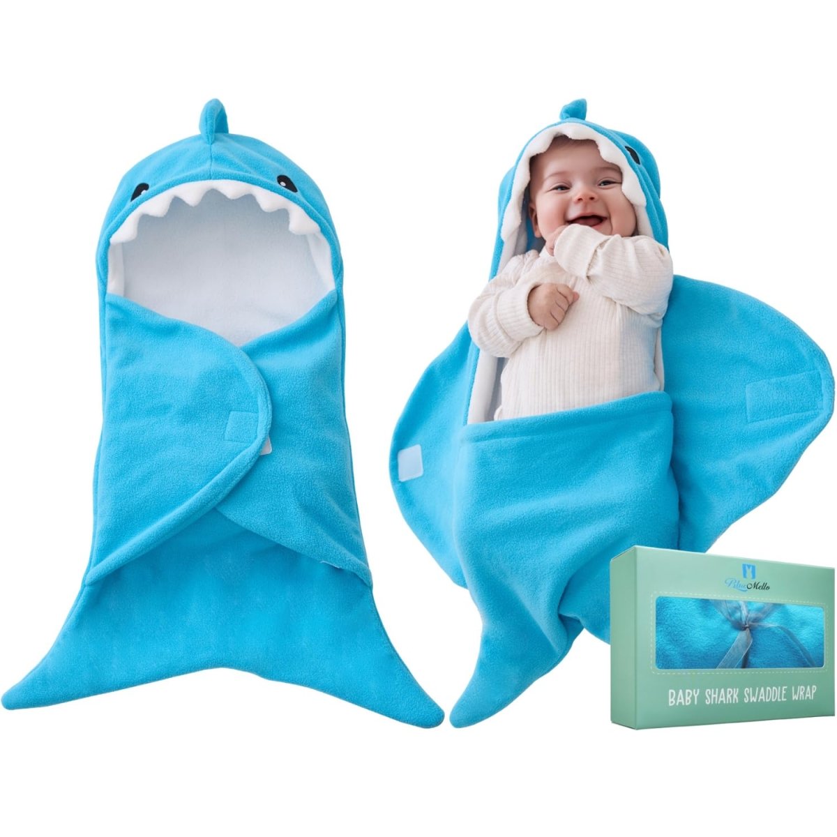 BlueMello Shark Swaddle Blanket - Cozy, Cute & Premium Quality - LittleTreasures
