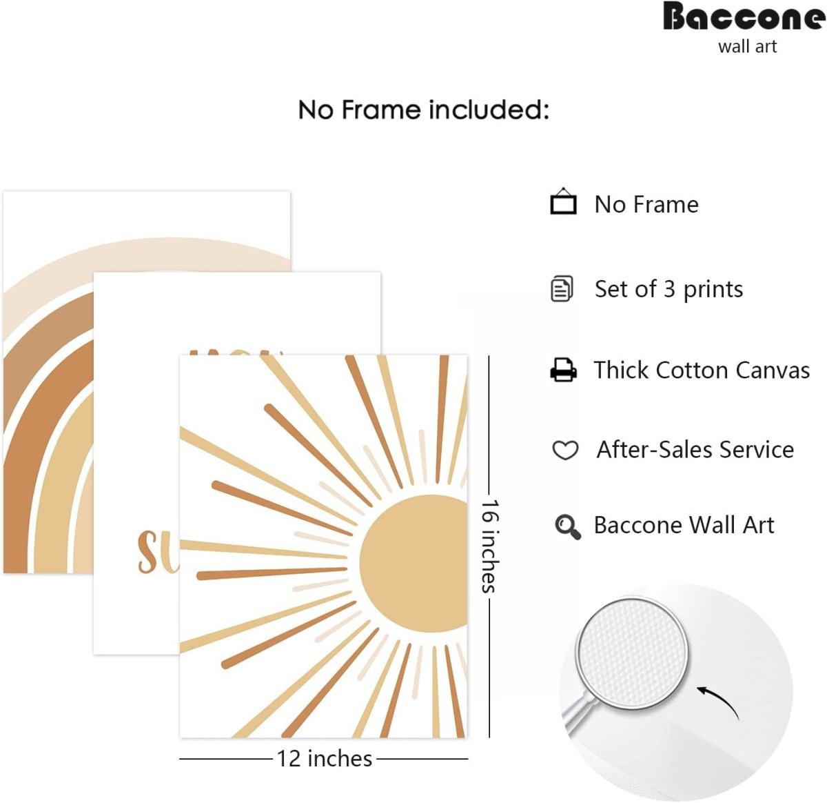 Boho Nursery Wall Art Baby Girl Wall Decor Kids Rainbow Canvas Wall Art You Are My Sunshine Pictures Toddler Sun Prints Nursery Artwork for Room Bedroom Set of 3 12x16 Inch Unframed - LittleTreasures