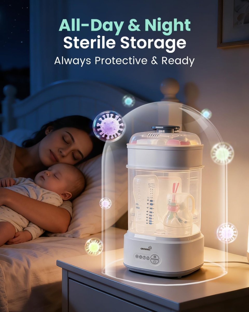 Bottle Sterilizer and Dryer, Compact Baby Bottle Sterilizer, Electric Steam Bottle Sanitizer for Baby Bottles, Pacifiers, Pump Parts - LittleTreasures
