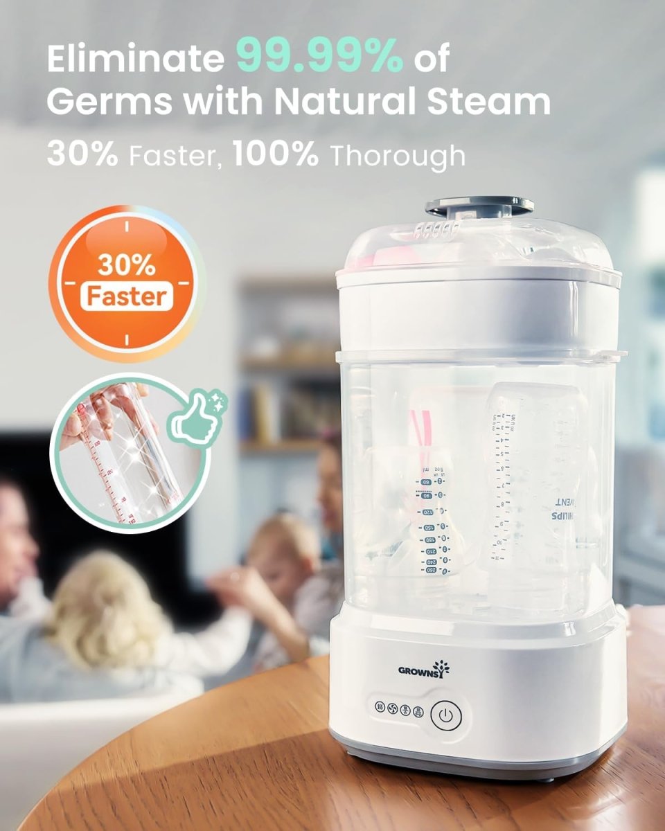 Bottle Sterilizer and Dryer, Compact Baby Bottle Sterilizer, Electric Steam Bottle Sanitizer for Baby Bottles, Pacifiers, Pump Parts - LittleTreasures
