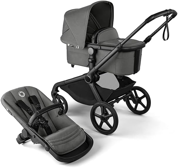 Bugaboo Kangaroo Single to Double Tandem Stroller with Seat and pram for All Terrains - Moon Grey - LittleTreasures
