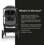Bugaboo Kangaroo Single to Double Tandem Stroller with Seat and pram for All Terrains - Moon Grey - LittleTreasures