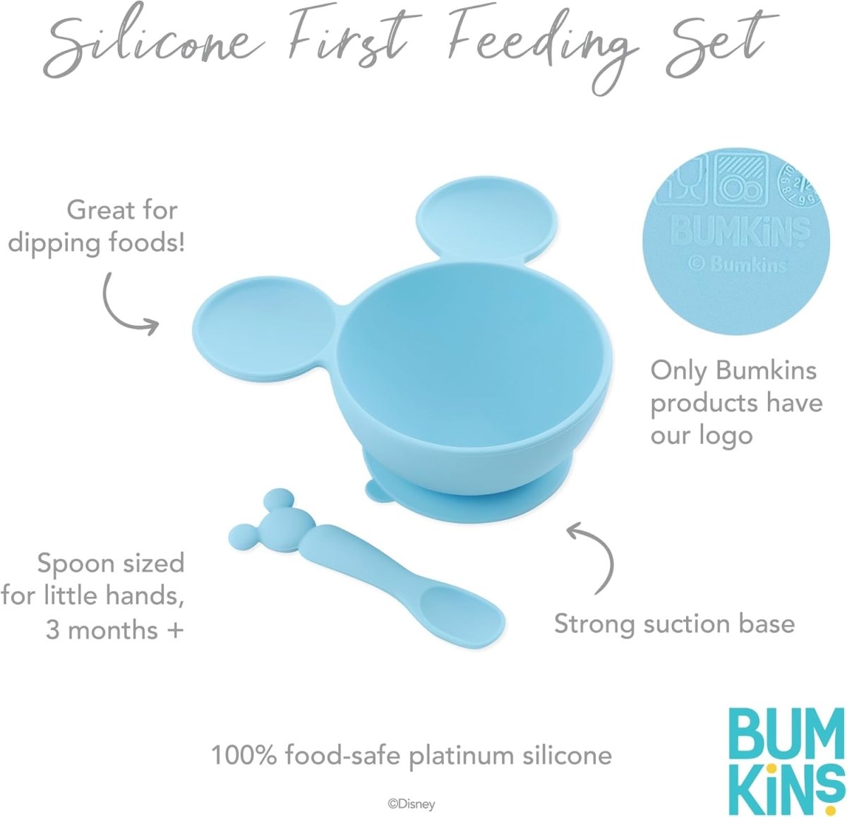 Bumkins Silicone Mickey Baby Feeding Set with Suction Bowl - LittleTreasures