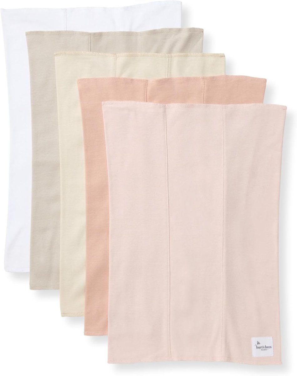 Burt's Bees Organic Cotton Baby Burp Cloths 5 - Pack Set - LittleTreasures