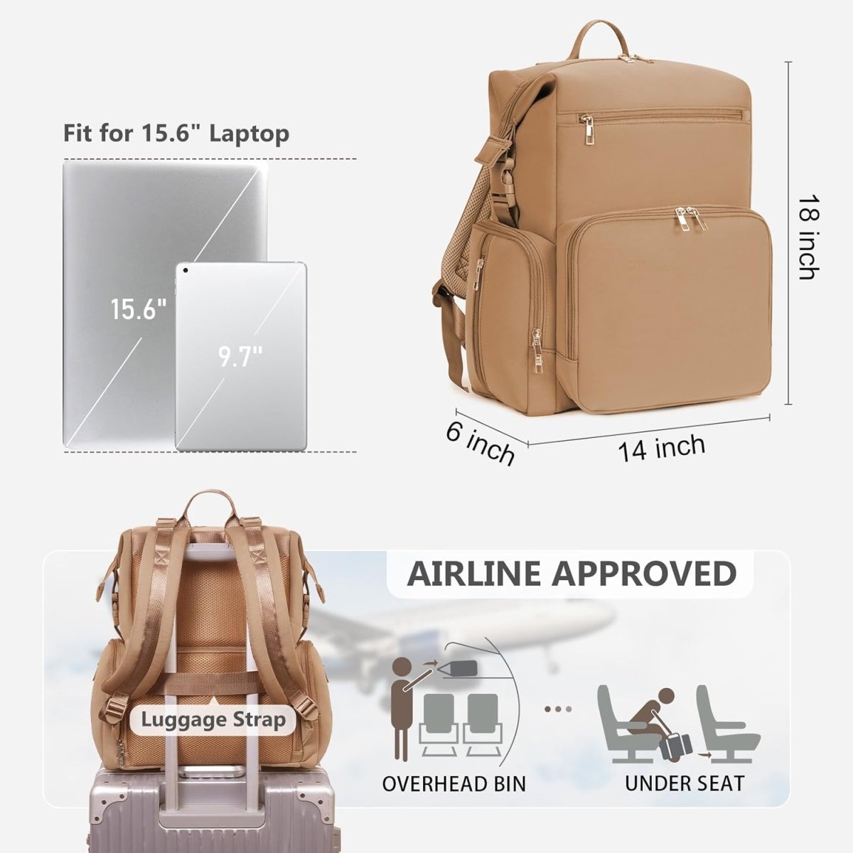 CEI - CEI Diaper Bag Backpack Neoprene Waterproof Baby Bags with Changing Pad，Large Newborn Baby Maternity Bags Travel Tote - LittleTreasures