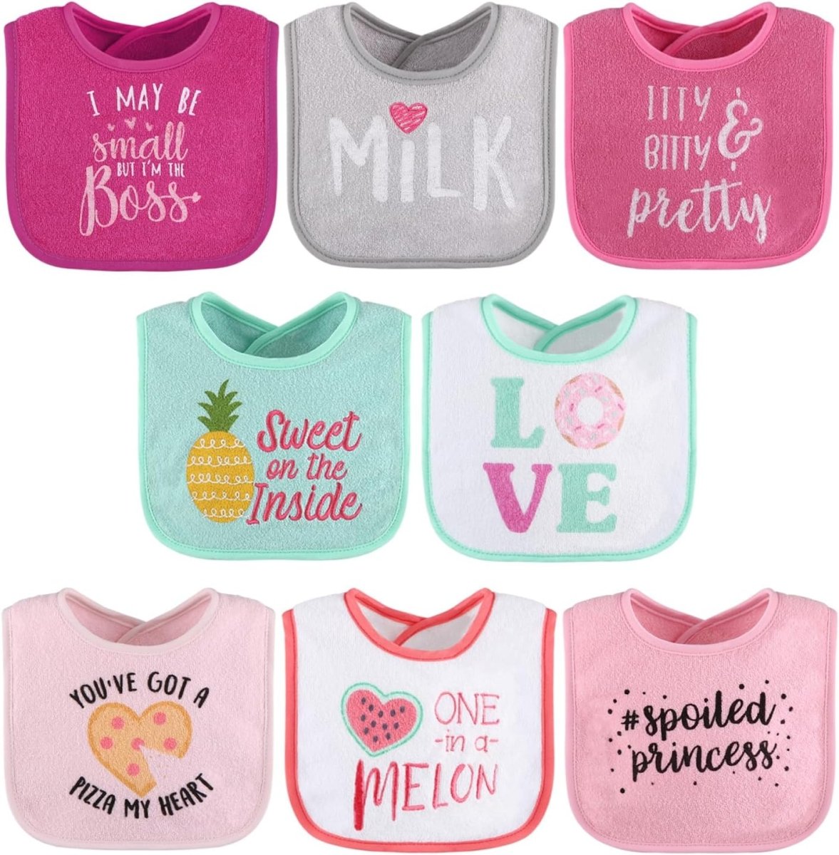 Charming Baby Girl Bib Set - 8 Soft & Absorbent Designs - LittleTreasures