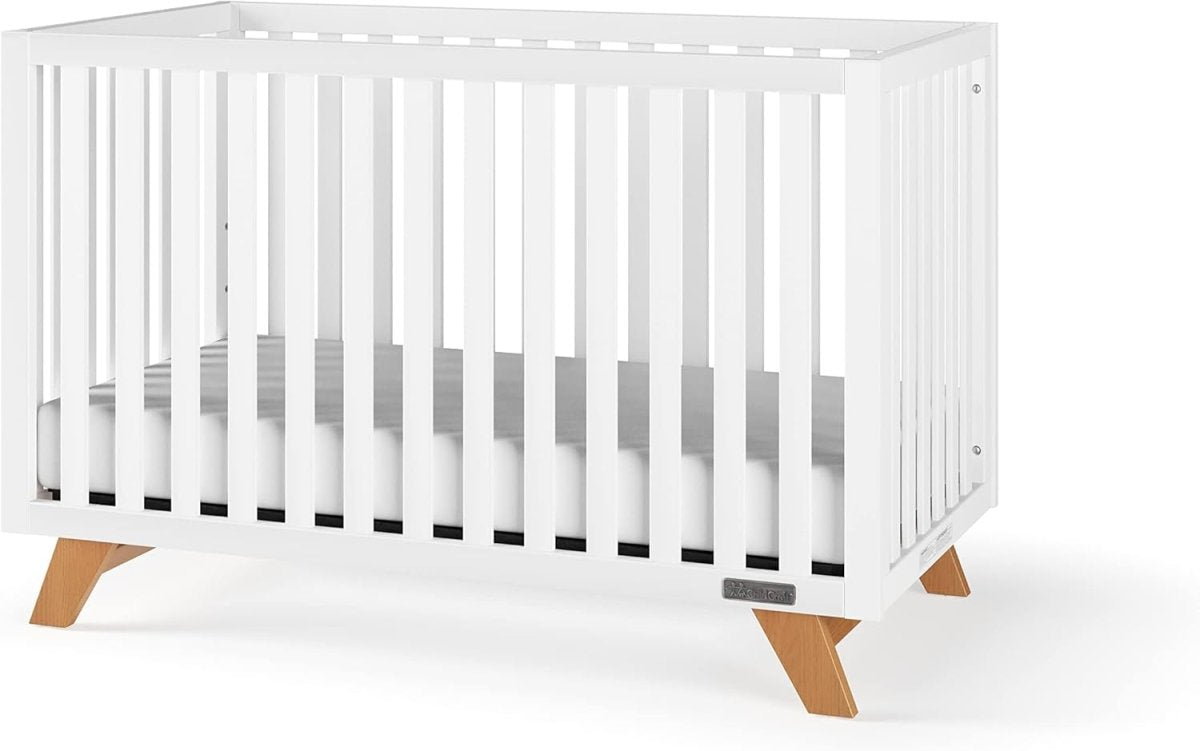 Child Craft SOHO 4 - in - 1 Convertible Crib, Baby Crib Converts to Day Bed, Toddler Bed and Full Size Bed, 3 Adjustable Mattress Positions, Non - Toxic, Baby Safe Finish (White/Natural) - LittleTreasures